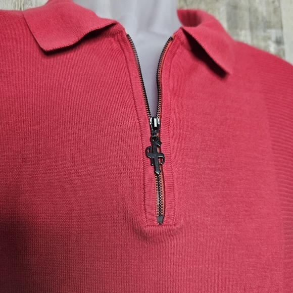 Father Sons Half-Zip Red Sweater Collared Pullover Long Sleeve Knit Size Medium - Picture 4 of 12